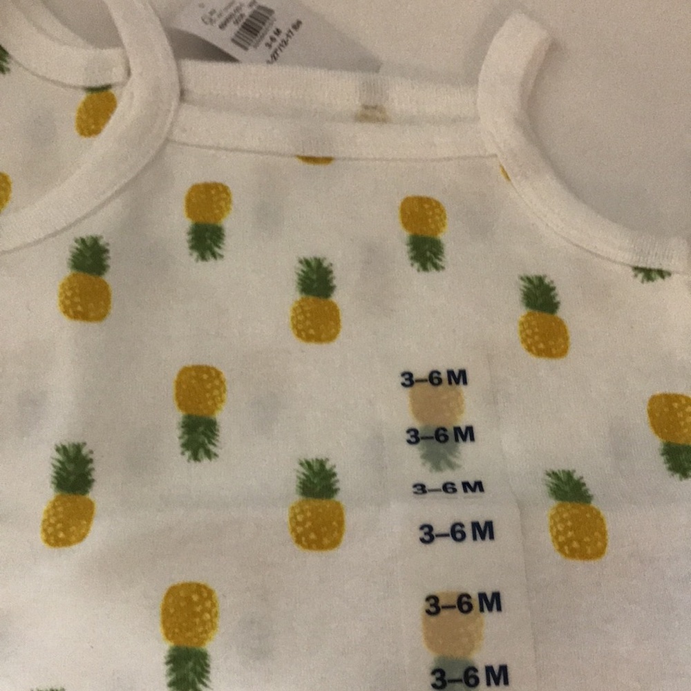 Old Navy Girl’s (Baby) Pineapple Onesies Size 3-6 Months/Bundle of 2 - Picture 2 of 4